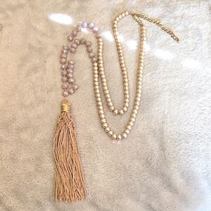 #184 Elegant Beaded Tassel Necklace